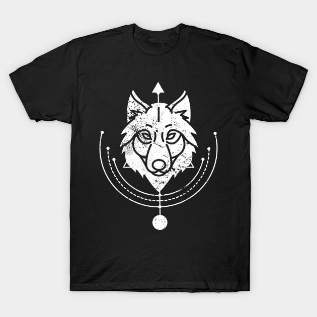 Wolf Head Sacred Geometry Wicca Goth T-Shirt by Foxxy Merch